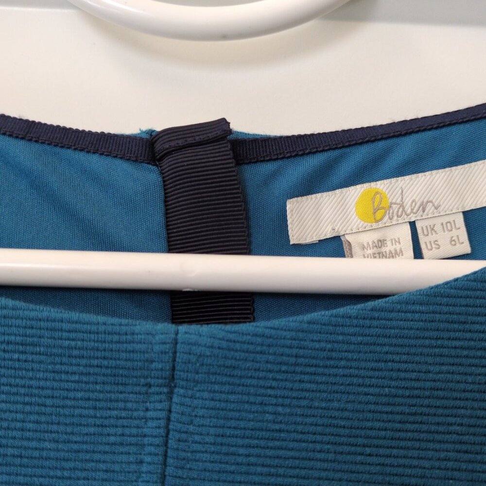 Boden London Laura Ottoman Dress Turquoise Navy 6L - Like New - Picture 4 of 6